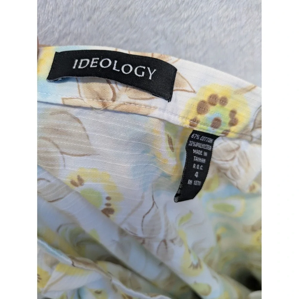 Ideology Floral Midi Skirt Size 4 White‎ Blue Yellow Vintage Style